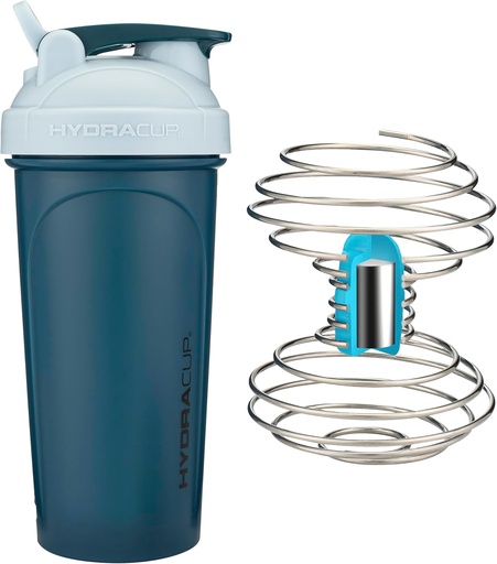[BRSRAEI6A4NRA2QZ] HydraCup Power Shaker w/Weighted Whisk, 28oz - Faster Mixing, Less Shaking Required, Clump-Free Protein Shakes, Shaker Cup (Polypropylene, Blue)