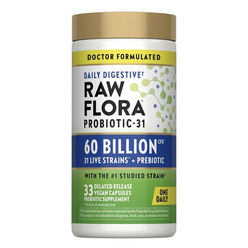 [BRSRAZTQDF5ROFDZ] Raw Flora Probiotic with Prebiotics | 60 Billion CFU | Daily Digestive Vegan Capsules | Gluten Free Supplement for Men and Women | by Nature's Truth