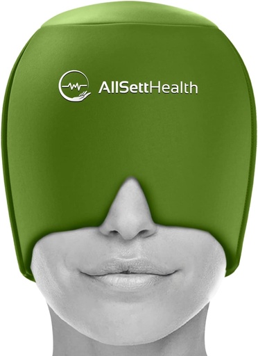 [BRSRMGIDCVYQYDYV] Migraine Relief Cap Ice Head Wrap Headache and Migraine Hat | Headache Relief with Hot/Cold Gel Head Ice Pack with Face and Eye Headache Mask Compress - Green