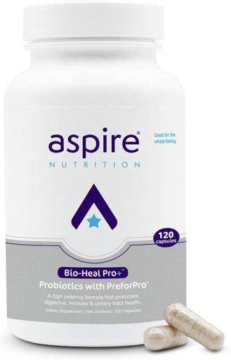 [BRSW2BQHBEPQ4YL2] Nutrição Aspire Bio-Heal Pro+ 6-em-1 Probiótico Cápsulas Suplemento – Fórmula Probiótica Diária para Mulheres, Homens e Crianças - Fonte de 30 dias