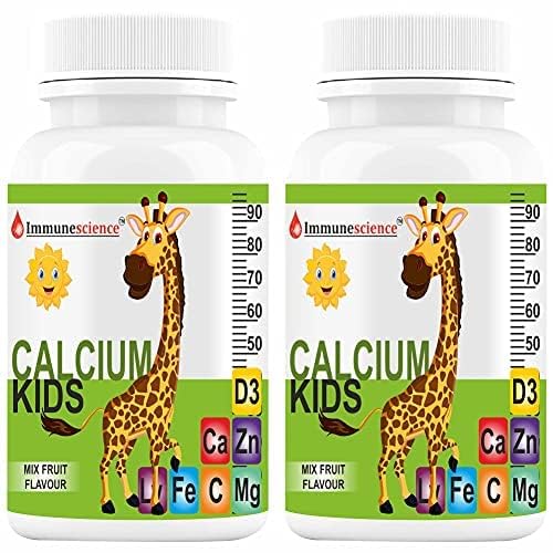 [BRSROFLQOYGRM23U] Verem Calcium for Kids with Vitamin D3 (VIT d), Magnesium, Zinc Supplement, Vitamin C, L-lysine Multivitamin for Kids Strong Bones, Immunity, Growth & Development- 120 Tablets (Pack of 4)