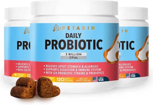 [BRSRMZI6C4FWE23B] Probiotics for Dogs - 6 Strains with Prebiotics - Supports Digestive and Immune System – Relief for Diarrhea, Bad Breath, Allergies, Gas, Constipation, Hot Spots - Made in USA - 360 Chews