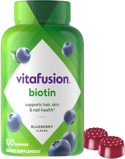 [BRSWIHIDBQHQY236] vitafusion Extra Strength Biotin Gummy Vitaminas, Berry Flavored, 5,000 mcg Biotin Vitaminas, América Número 1 Gummy Vitamina Marca, 50 Day Supply, 100 Conde (envasado puede variar)