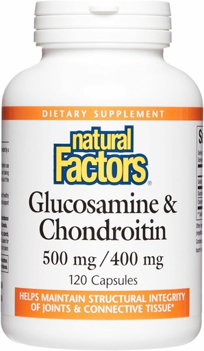 [BRSWIYQRCYNWCCAZ] Factores naturales, Glucosamina " Condroitina, soporta articulaciones saludables y tejido conectivo, 120 cápsulas