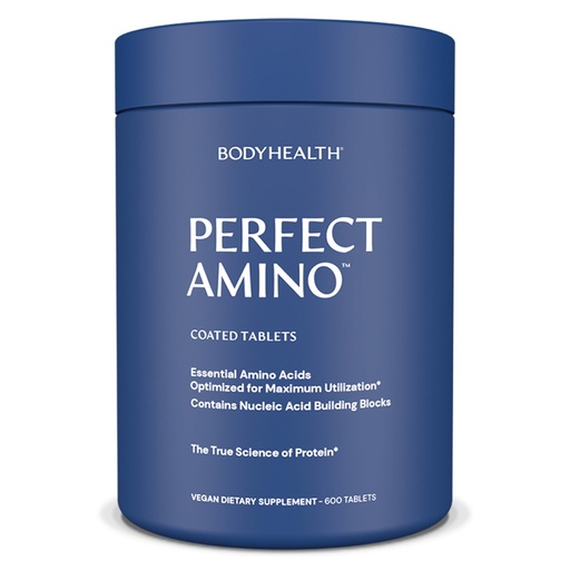 [BRSW2AITCJ7WAF34] BodyHealth PerfectAmino (600 ct) Easy to Swallow Tablets, Essential Amino Acids Supplement with BCAAs, Vegan Protein for Pre/Post Workout & Muscle Recovery with Lysine, Tryptophan, Leucine, Methionine