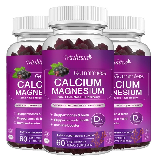 [BRSRAGQFOZ5RSADH] Calcium Magnesium Zinc Gummies with High Absorption Magnesium Glycinate 200mg, Potassium -Plant Calcium Supplement w/ D3 & Sea Moss for Bone, Muscles, Calm Mood & Sleep Support- Kids & adults (3 Pack)