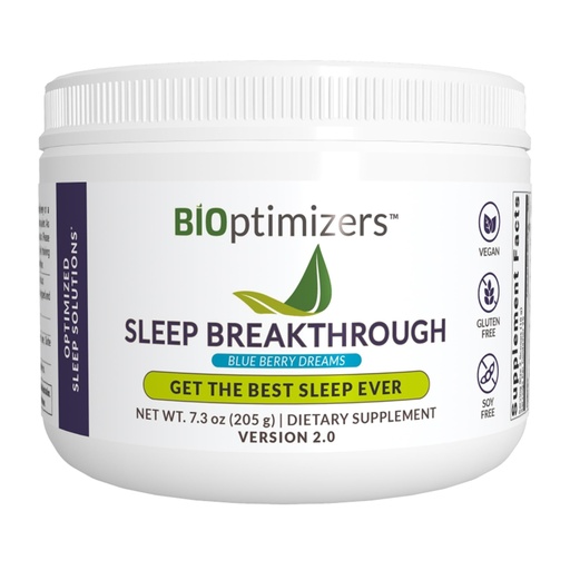 [BRSROHQYCMBRMAI2] BIOptimizers Sleep Breakthrough 2.0 – Natural Support Supplement | Calming Relief Aid Adults | Non Habit Forming | 202.5 g Powder Blue Berry Dreams