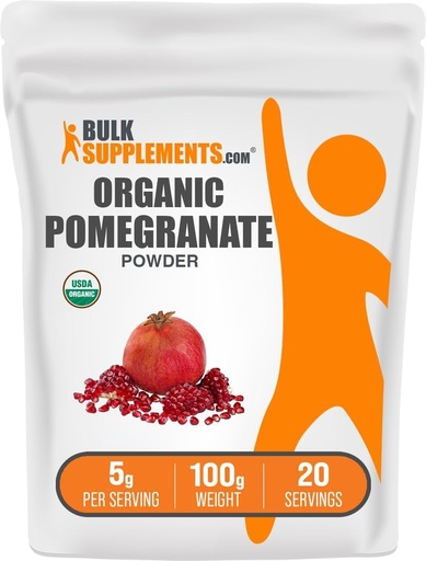 [BRSWYZIYC4JWO3DD] BulkSupplements.com Organic Pomegranate Powder - Pomegranate Supplement for Immune Support, Herbal Supplement - Gluten Free, 5g per Serving, 100g (3.5 oz) (Pack of 1)