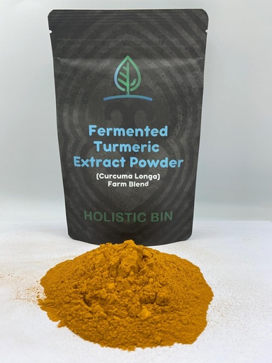 [BRSWGCT2DMCRAD34] Holistic Bin Fermented Turmeric Powder (White Gold) Cucurma Longa Farm Blend Curcumin with Ginger - 56 Grams