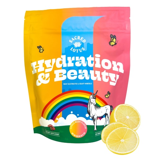 [BRSROZDQBYIGOGYU] SunLife Organics Hydration & Beauty Powder - Citrus Rush - Electrolyte Drink Mix | Dagliga vitaminer och mineraler - Magnesium, Vitamin C och Niacin | Non-GMO | 60 portioner