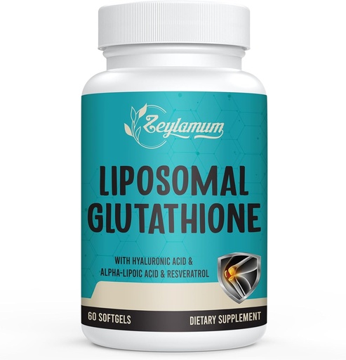 [BRSRMCT4OYIWKGTV] 2400 MG Glutationa lipossómica Softgels, Absorção Max, Forma ativa L-Glutationa Reduced (GSH), com Ácido Hialurónico, Resveratrol, Master Antioxidantes para Detox, Cérebro, Sistema Imune, 60 Softgels