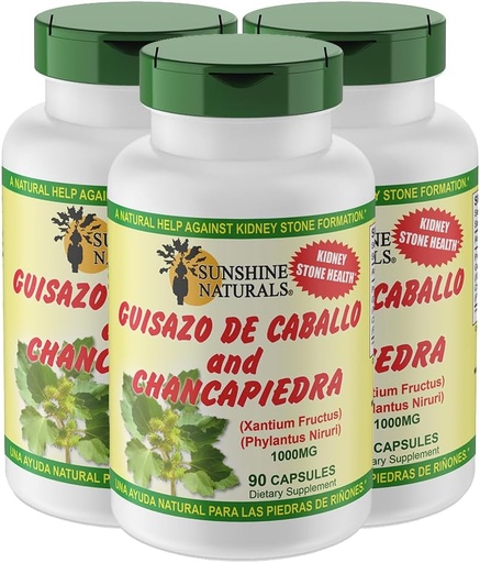 [BRSROA34BN7AIHTU] Sunshine Naturals Guisazo & Chancapiedra Herbal Blend, Natural Dietary Supplement for Wellness Support, 90 Capsules. Pack of 3