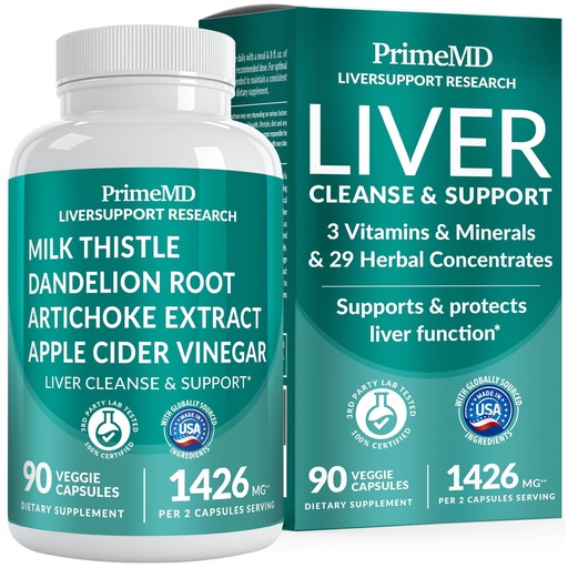 [BRSROHYNBMDWEDIV] 32-in-1 Liver Support with Milk Thistle Supplement – Liver Detox with Silymarin, Artichoke Extract & Beetroot Powder – Comprehensive Wellness Formula for Liver Cleanse – 1426mg (90 count) (Pack of 1)