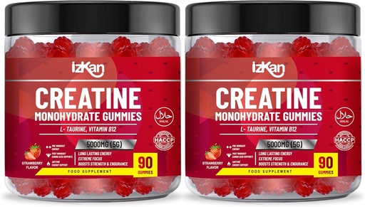 [BRSROGQECV5R6ADF] Creatine Monohydrate Gummy 5000mg for Men & Women - 180 Chewable Creatine ADVANCE COMPLEX Taurine & B12 Gummies Strawberry Flavoured | Pre Workout Gym Supplement| Halal | Vegan | (2 Months Supply)