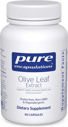 [BRSWIYIDBQDWOF3G] Pure Encapsulations Olive Leaf Extract | Hypoallergenic Supplement Supports Immune System and Healthy Intestinal Environment | 60 Capsules