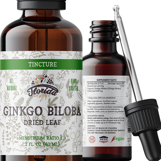 [BRSWGFIDOYOQ4GTH] Ginkgo Biloba Tincture Organic Ginkgo Biloba Extract (Ginkgo Biloba) Dried Leaf Herbal Supplement 2 oz