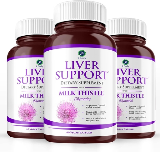 [BRSROZAQA4FBYE3K] 1 Body Liver Support Triple Pack - 180 Capsules - Milk Thistle and Dandelion Root