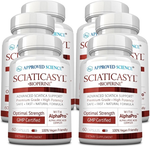 [BRSROEDYBEFAO3L2] Approved Science Sciaticasyl - Optimal Sciatic Nerve Support - B Vitamins, Magnesium, Alpha-Lipoic Acid, BioPerine - Vegan - 360 Capsules