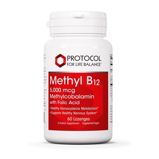 [BRSWIYILOUCGCCD2] PROTOCOL FOR LIFE BALANCE Methyl B12 5,000mcg - Vitamin B12 for Homocysteine Metabolism* - Supports Brain Health & Healthy Nervous System* - Kosher, Halal & Vegan - 60 Lozenges