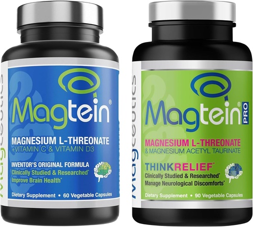 [BRSRMEIPOUGQEFLK] Magtein Magnesium L-Threonate 60 Capsules, Magceutics MagteinPRO 90 Capsules - Bundle