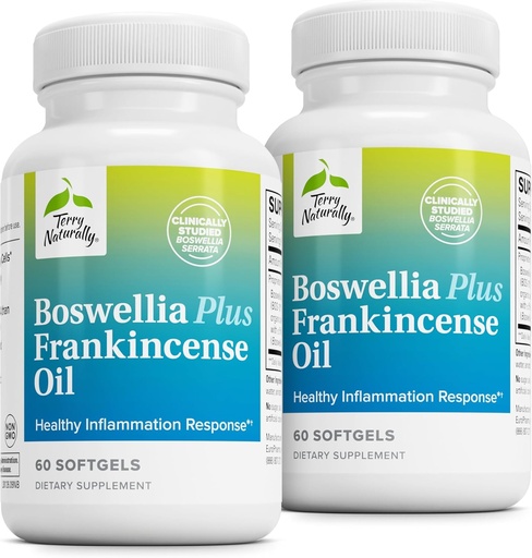 [BRSROEI2CEMRSF3Z] Terry Naturally Boswellia Plus Frankincense Oil - Joint Support Supplement to Support Mobility & Joint Comfort - Support Cellular Health with Boswellia & Frankincense Oil - 60 Softgels (Pack of 2)