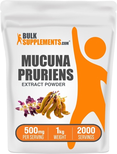 [BRSWKHD4CAMGIFTP] BulkSupplements.com Mucuna Pruriens Extract Powder - Mucuna Pruriens Supplements, Herbal Supplement - Vegan & Gluten Free, 500mg per Serving, 1kg (2.2 lbs) (Pack of 1)