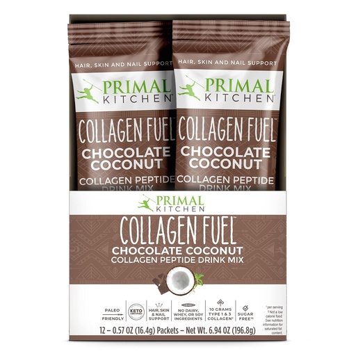 [BRSWGYIYCUCRMC3P] Primal Kitchen Collagen Peptides Packets, Chocolate Coconut, Single Serve Collagen, 20 Packs