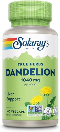 [BRSWIYTYCUPWY3T2] SOLARAY Dandelion Root Supplement - Healthy Kidney and Liver Support - 1,040 mg per Serving - Vegan, Lab Verified, 60-Day Guarantee - 50 Servings, 100 VegCaps