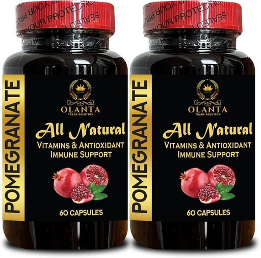 [BRSRAAIFC4PBQHQ7] Pomegranate Extract - Pomegranate Extract Polyphenols Supplement, Natural Immune Booster, Superfood & Antioxidants, Natural Pomegranate Pills, Anti-Aging Supplement - 2 Bottles 120 Capsules