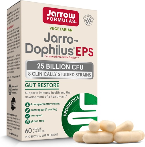 [BRSWKG34OUMBQFI7] Jarrow Formulas Jarro-Dophilus EPS Higher Potency - 25 Billion Organisms Per Serving - 60 Veggie Caps - Multi-Strain Probiotic - Intestinal & Immune Health - 60 Servings