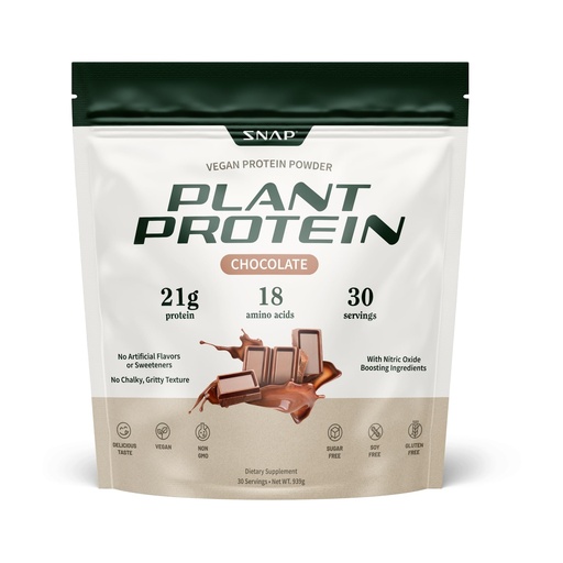 [BRSWY2T5CUCAYFA3] Snap Supplements Organic Plant Based Vegan Protein Powder Nitric Oxide Boosting Protein Powder, BCAA Amino Acid for Muscle Growth, Performance & Recovery - 30 Servings (Chocolate)