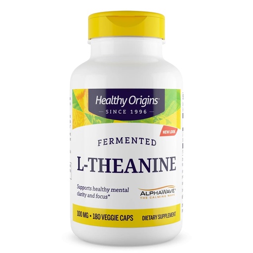 [BRSWKHYTPN7BUYA7] Healthy Origins L-Theanine 100 mg (AlphaWave, Supports Relaxation Without Drowsiness, Brain Support, Non-GMO, Gluten Free), 180 Veggie Caps