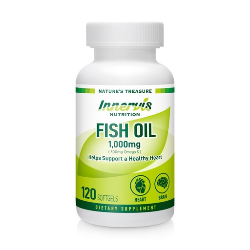 [BRSROGI2OYDWGDLF] Fish Oil 1000mg – Heart, Brain & Eye Support with Omega-3 EPA & DHA, 120 Softgels, Non-GMO | Innervis Nutrition