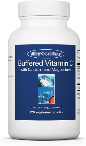 [BRSWIYQEPMNBQ2DM] Allergy Research Group Buffered Vitamin C - Buffered Vitamin C 100mg per Serving, Ascorbic Acid Powder Capsules with Calcium Magnesium Complex, Immune Health - 120 Capsules