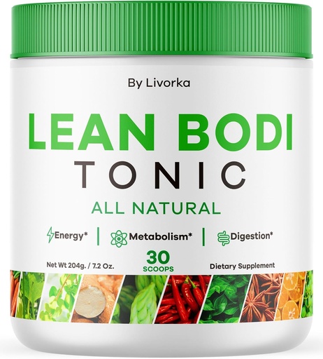 [BRSRAFIEB5YRM333] LIVORKA Lean Bodi Tonic, All Natural Advanced Formula Powder - 30 Servings for 1 Month