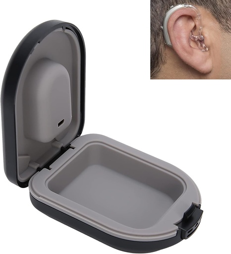 [BRSROZAPAUCBEAY2] Hearing Aid Case, Hearing Aid Travel Case, BehindtheEar Hearing Aid Accessories, Waterproof Drop Resistance Storage Box, Black (2.6 x 2 x 1in)