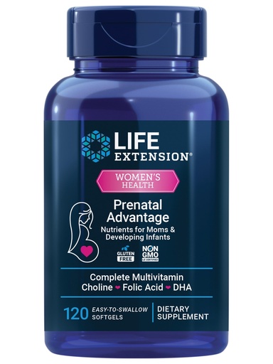 [BRSWGCYBOJ7QE2DK] Life Extension Prenatal Advantage, Women’s multivitamin, Baby Support, folic Acid, Choline, omega-3s, Vitamin C, D3, B1, B6, B12, zinc, niacin, Gluten Free, Non-GMO, 120 softgels
