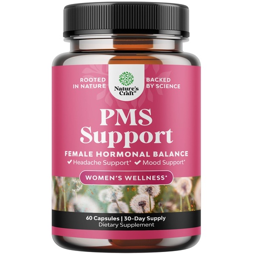 [BRSW2ZYZC4PQO3DH] PMS Support Supplement for Women – Hormone Balance for Women & Menstrual Discomfort with DIM, Chasteberry, Black Cohosh & Ashwagandha - for Period Cramps Ease, Menopause Bloating, Mood Swing – 60 Ct