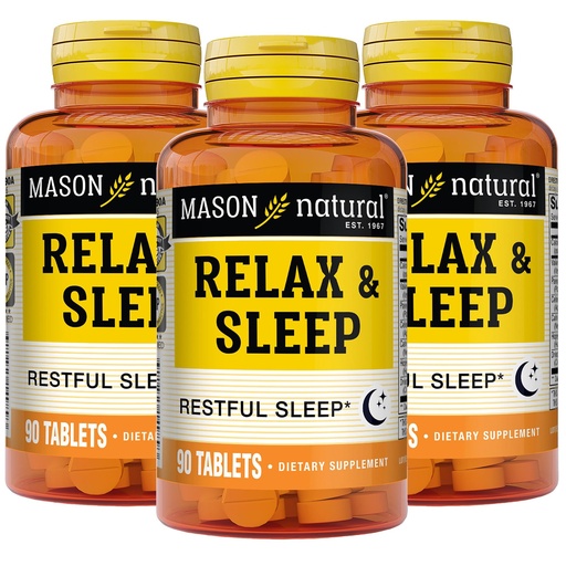 [BRSWIYA7CMGGYHLA] MASON NATURAL Relax & Sleep Dietary Herbal Supplement with Valerian Root & Passiflora Extract, 9 Month Supply, 3 Pack