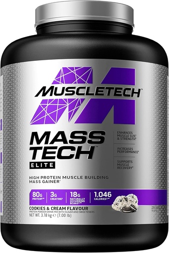 [BRSWKZIPOMFWGEQZ] Mass Gainer Protein Powder MuscleTech Mass-Tech Mass Gainer Whey Protein Powder + Muscle Builder Protein Powder Creatine Supplements Cookies and Cream, 7 lbs (Package May Vary)