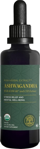[BRSROZQFDMGR6ADJ] Global Healing Center - Organic Ashwagandha Supplements Drops - KSM-66 Ashwagandha Extra Strength for Men & Women, Helps Promote Relief from Stress, Mood Support, Organic (2 Fl Oz)
