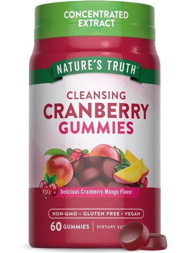 [BRSW2GATC56AIYDK] Nature's Truth Cranberry Gummies | 60 Count | Vegan, Non-GMO & Gluten Free Supplement | Cranberry Mango Flavor