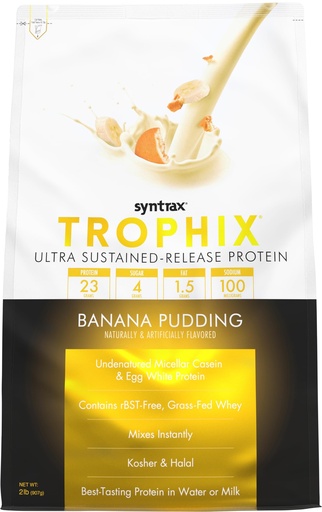 [BRSROFD7OAMAOHTO] Syntrax Nutrition Trophix, Ultra Sustained-Release Protein Powder Blend, Banana Pudding 2 lbs.
