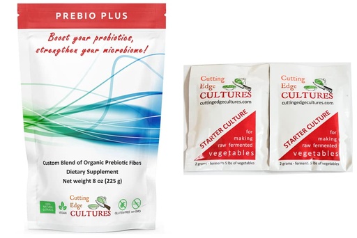 [BRSWGYDYO54A23A6] Cutting Edge Cultures Prebio Plus Prebiotic Fiber Powder Best Custom Blend of Organic Prebiotic Fibers Dietary Supplement 8 oz (Prebio Plus 8oz + Vegetable Starter 4 Grams)