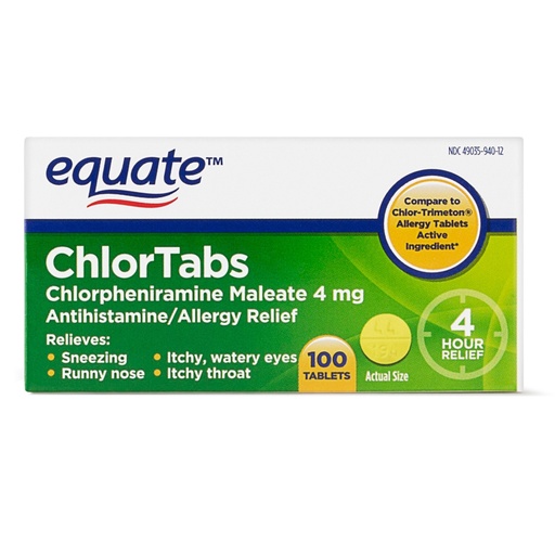 [BRSWYZLYDMBQYAD2] Equate: Chlortabs Tabletten Antihistamin (100 ct)
