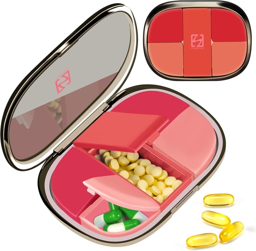 [BRSROYABBACQ2FA4] Daily Pill Case Organizer Pocket Ecza, Chrxbei Pill Container Case Travel Vitamini, Kataliz və Balıq Yağı üçün Portativ Pill Splitter Holder Box - Red Reddqi
