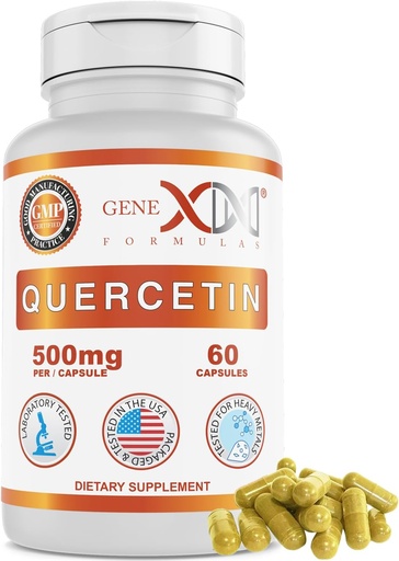 [BRSWYBI5BUOQG33D] Genex Formulas Quercetin 500mg -60 Capsules for 60 Day Supply - Suplemen Ammune, Antioksidant dan Perlindungan Allergy, Non-GMO, Gluten- Free