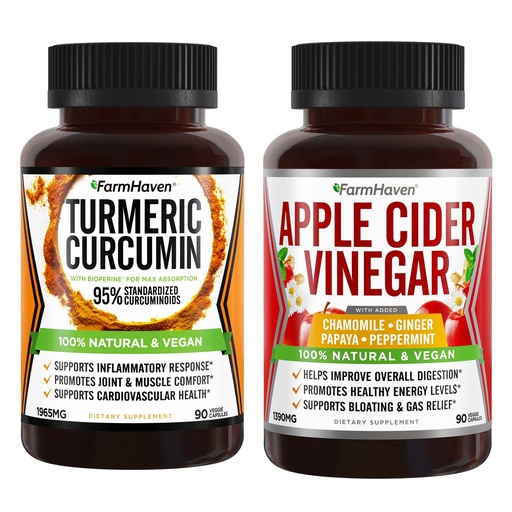 [BRSWYCYECF6QYHTB] FarmHaven Turmeric Curcumin with BioPerine and Apple Cider Vinegar with Ginger