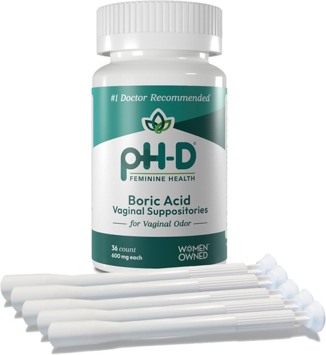 [BRSW2YL5A4HROCLF] pH-D Feminine Health Support - Boric Acid Starter Bundle - pH-D Boric Acid Vaginal Suppositories 36 Count and 5 Vaginal Suppository Applicators
