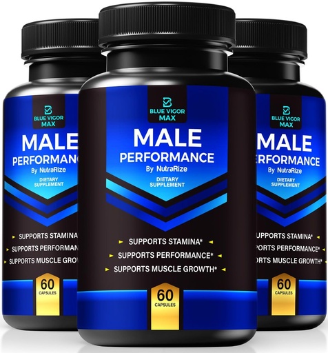 [BRSRAHT2OQHBQD34] (3 Pack) Blue Vigor Max Pills for Men, All-Natural Formula for Male Fitness and Stamina, Premium Capsules for Daily Nutrition, Performance & Energy, Official Supplement for Man Reviews (180 Capsules)